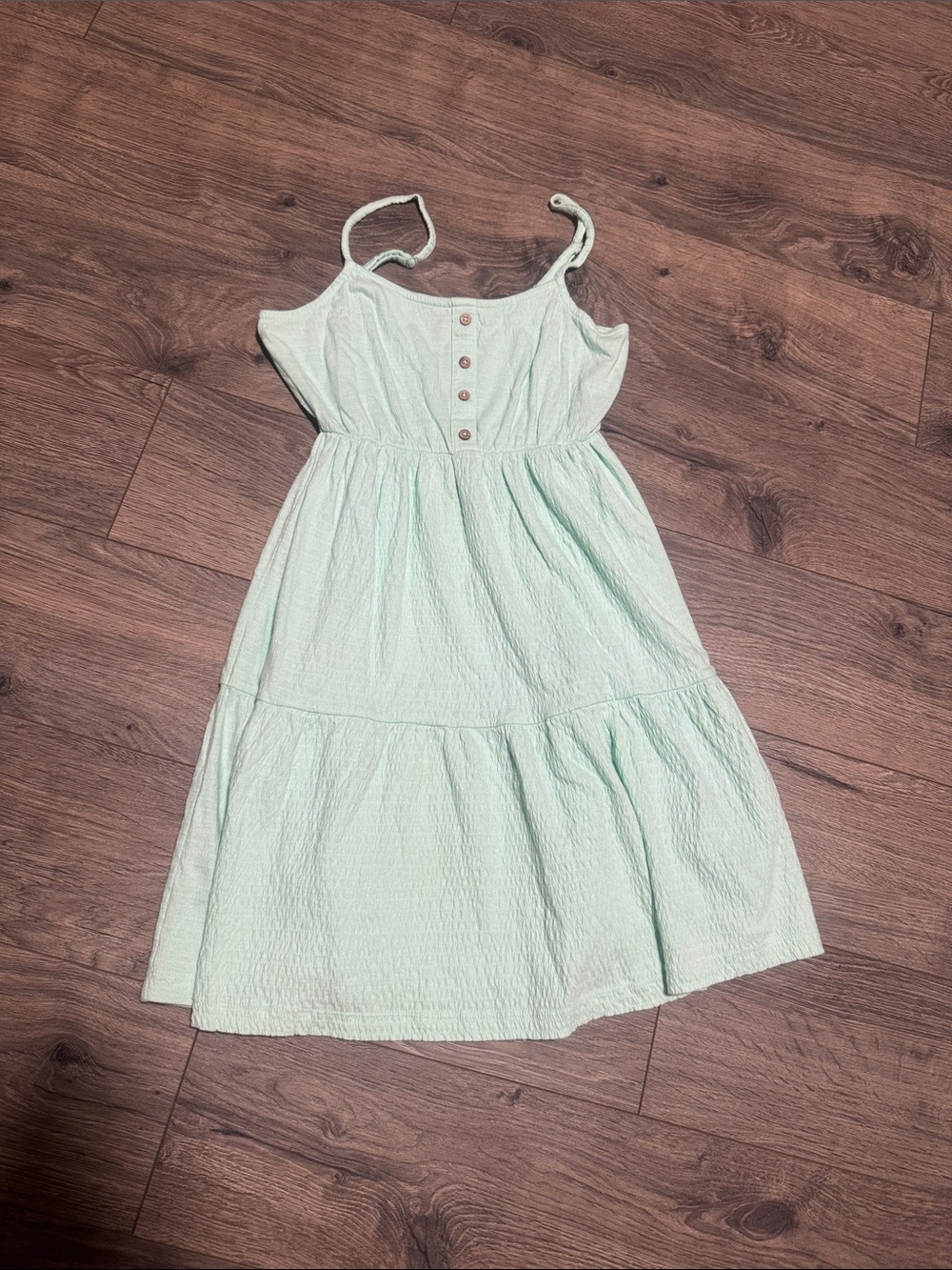 Roxy Mint Green Button-Front Tiered Sundress
